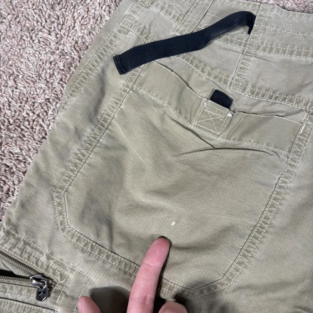 Vintage Kuhl Mens Khaki Tan Cotton Nylon Cargo Shorts Adjustable Waist Size L